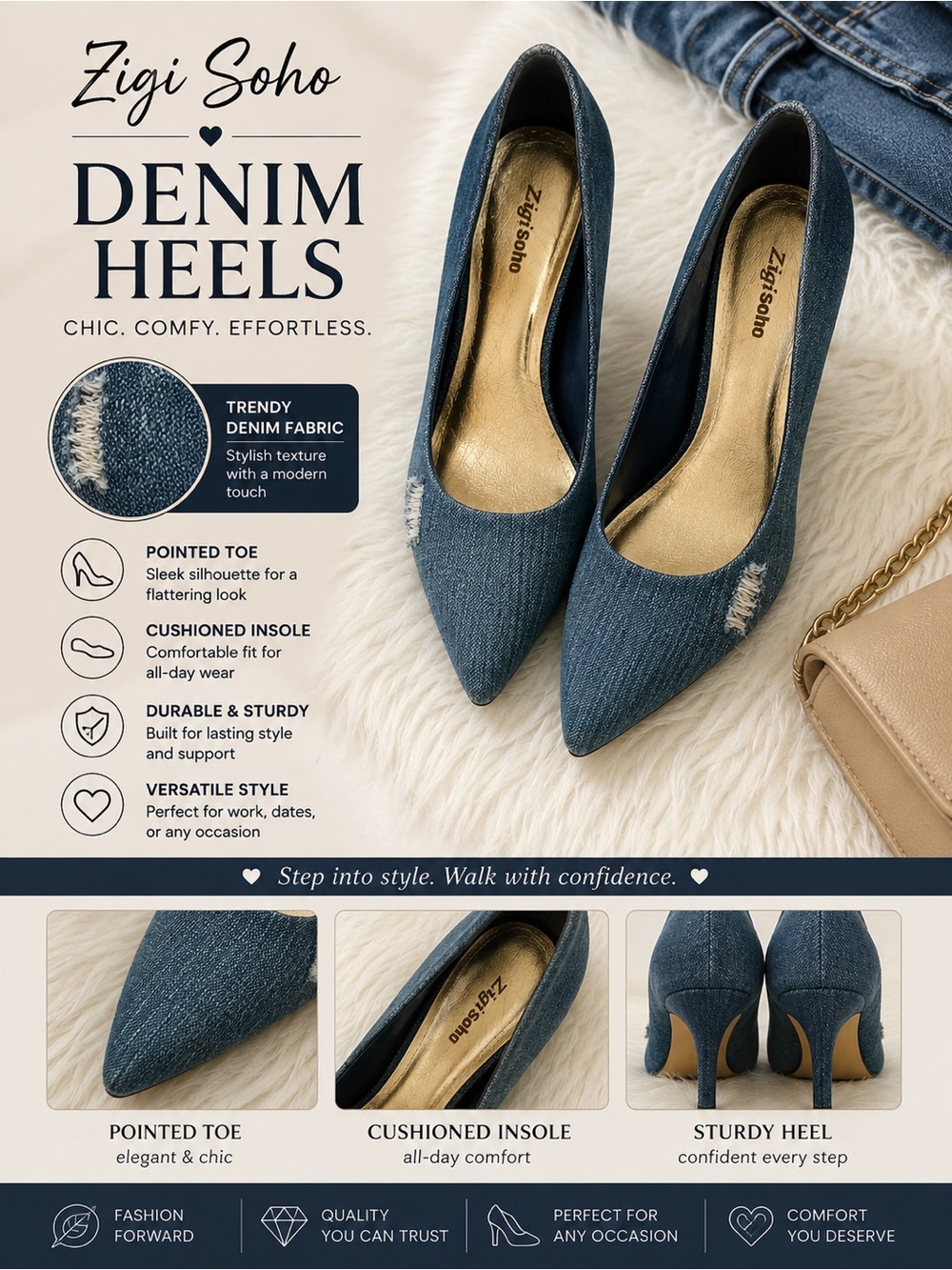 💙👠Sigi Soho denim heels